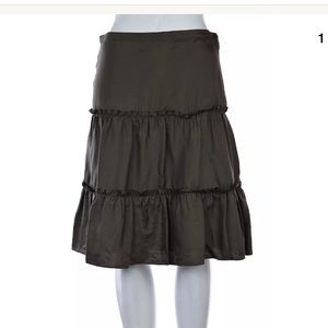 BURBERRY AUTHENTIC SKIRT FOREST GREEN A-LINE SILK